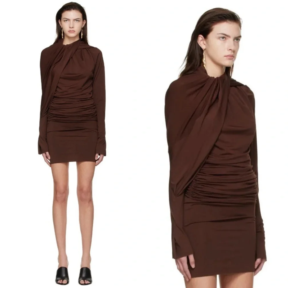 ATLEIN
Burgundy Recycled Polyester Mini Dress - Picture 3 of 7